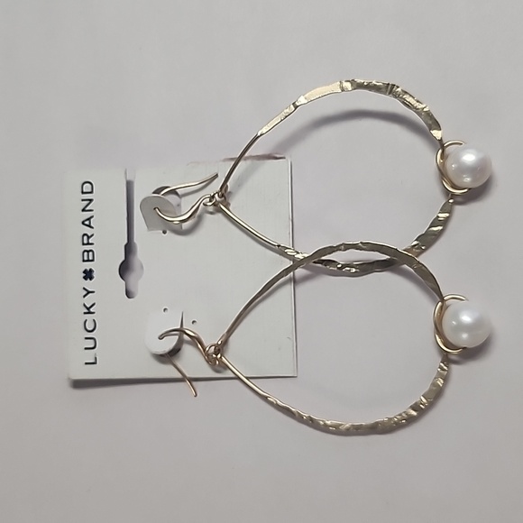 Lucky Brand Jewelry - Lucky Brand Gold Tone Faux Pearl Earrings Teardrop Dangle Drop Womens